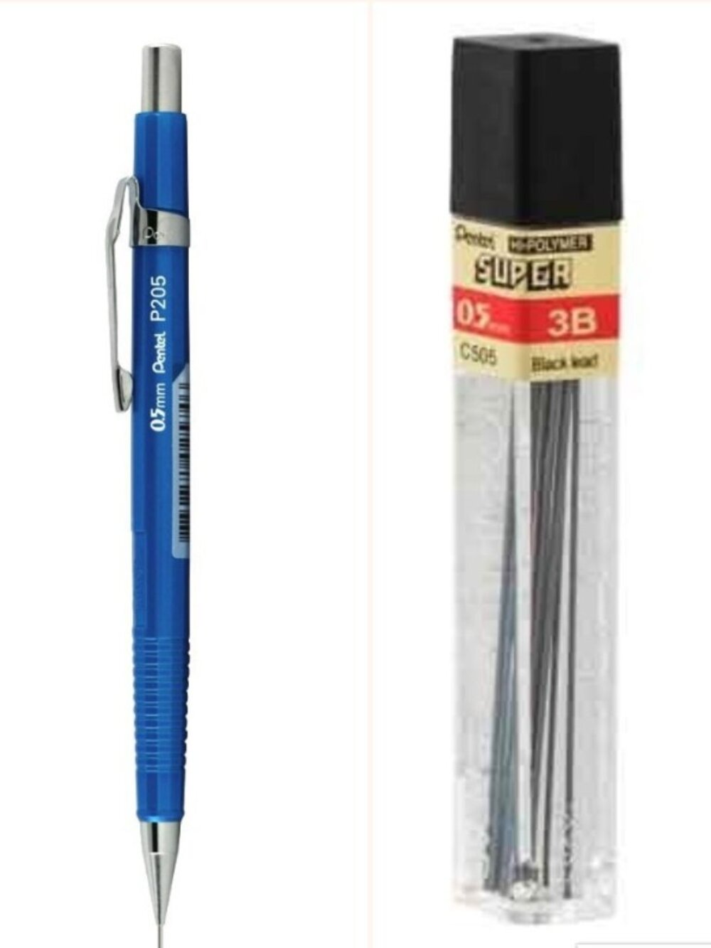 Pentel Sharp Drafting Pencil 0.5mm Metallic Blue Barrel w/12 pcs 3B-lead Office